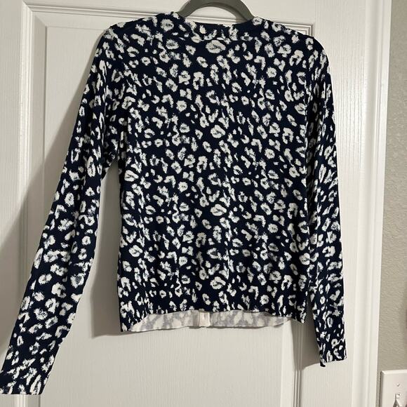 NWT Banana Republic Blue Cheetah Print Button Down Cardigan Sweater - Picture 5 of 5